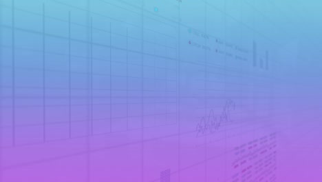 Animation-of-trading-boards-and-graphs-over-grid-pattern-against-gradient-background