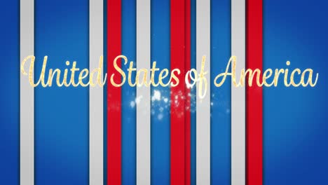 Animation-Von-Funkelndem-Text-Der-Vereinigten-Staaten-Von-Amerika-über-Roten,-Weißen-Und-Blauen-Streifen