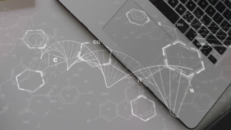 Animation-of-dna-strand-diagrams-with-data-processing-over-laptop