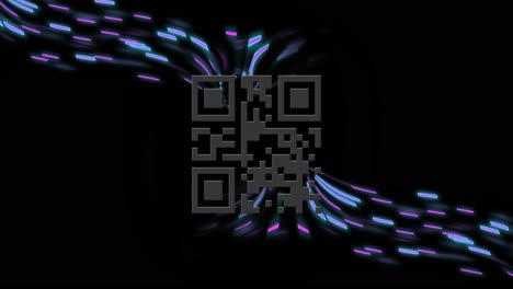 Animation-of-qr-code-and-data-processing-over-light-trails