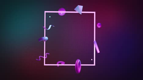 Animation-of-square-and-abstract-shapes-moving-on-dark-background
