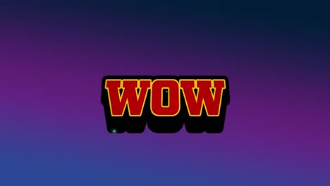 Animation-of-wow-text-with-thunder-and-message-box-against-gradient-background