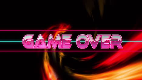 Animation-of-game-over-text-between-lines-over-circular-wave-pattern-against-black-background