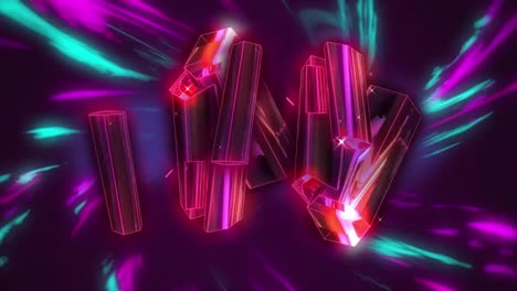 Animation-of-3d-bars-over-multicolored-wave-pattern-against-black-background