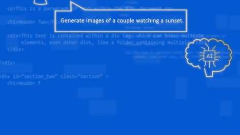 Animation-of-interface-with-artificial-intelligence-data-processing-against-blue-background