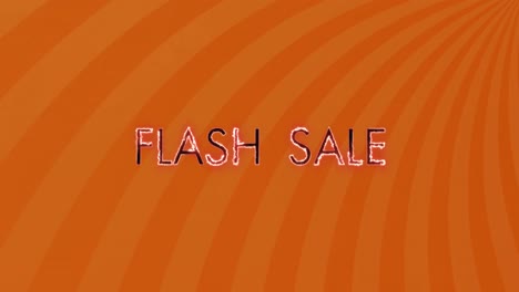 Animation-Von-Flash-Sale-Text-über-Sunburst-Vor-Orangefarbenem-Hintergrund