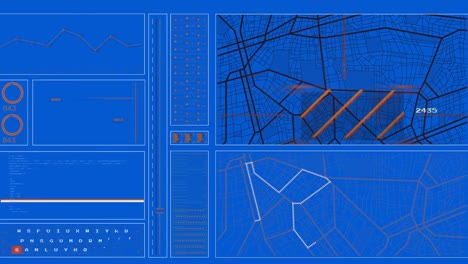 Animation-Der-Schnittstelle-Zur-Datenverarbeitung-Vor-Blauem-Hintergrund