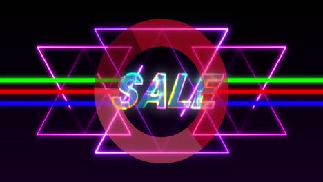 Animation-of-sale-text-over-vibrant-neon-lines-on-black-background