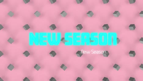 Animation-of-new-season-text-over-3d-cubes-on-pink-background