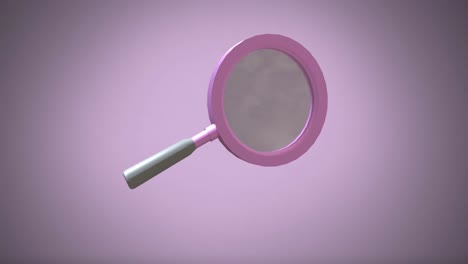 Animation-of-magnifying-glass-spinning-over-purple-background