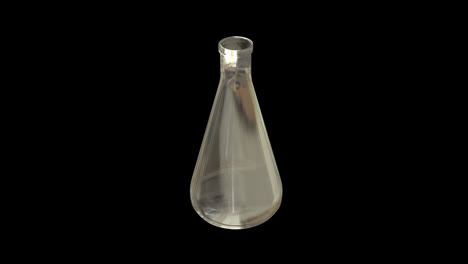 Animation-of-laboratory-glass-bottle-spinning-over-black-background