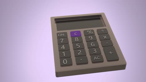 Animation-Eines-Taschenrechners,-Der-Sich-über-Violettem-Hintergrund-Dreht