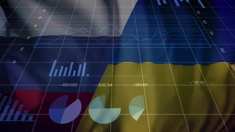 Animation-of-data-processing-over-flag-of-russia-and-ukraine