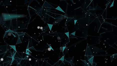 Animation-of-dots-connected-with-lines-and-circles-moving-on-black-background