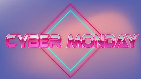 Animation-of-cyber-monday-text-over-neon-lines-on-pink-to-purple-background