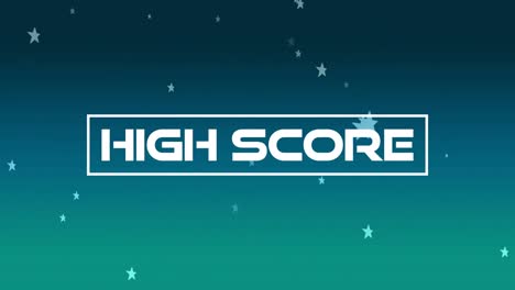 Animation-of-high-score-text-over-stars-on-green-background