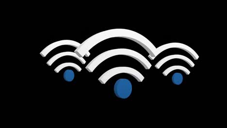 Animation-of-wifi-icons-and-data-processing-on-black-background