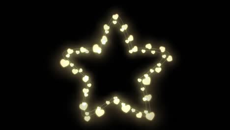 Animation-of-glowing-fairy-lights-star-with-copy-space-on-black-background