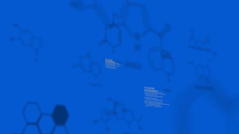 Animation-of-scientific-data-processing-over-blue-background
