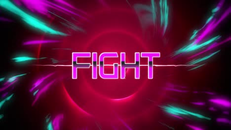 Animation-of-fight-text-over-neon-pattern-background