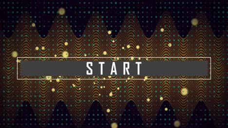 Animation-of-start-text-and-glowing-spots-over-wave-pattern