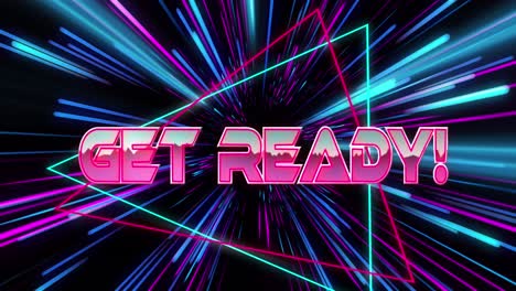 Animation-of-get-ready-text-over-neon-light-trails-on-black-background
