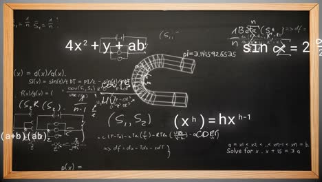 Animation-of-icons-and-mathematical-equations-over-black-board
