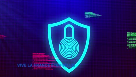 Animation-of-padlock-icon-over-data-processing-on-blue-background