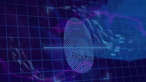 Animation-of-biometric-fingerprint-and-data-processing-over-grid