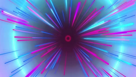 Animation-Von-Violetten-Neonlichtspuren-Und-Kreisen-Auf-Schwarzem-Hintergrund