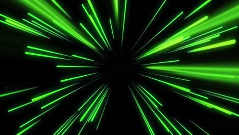 Animation-of-green-neon-light-trails-over-black-background