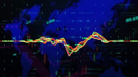 Animation-Der-Finanzdatenverarbeitung-über-Der-Weltkarte