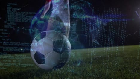 Animación-Del-Procesamiento-De-Datos-Financieros-Sobre-Un-Futbolista-Caucásico-Con-Fútbol