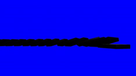 Dominó-Negro-3D-Cayendo-Sobre-Un-Fondo-Azul