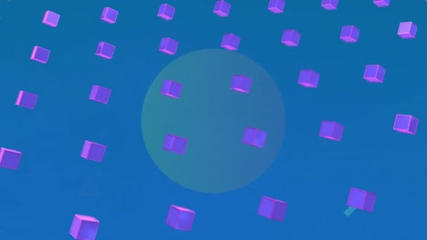 Animation-of-rows-of-3d-cubes-moving-over-blue-background