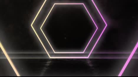 Animation-Neonweißer-Und-Violetter-Formen-Auf-Schwarzem-Hintergrund
