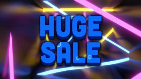 Animation-of-huge-sale-text-over-glowing-neon-lights-on-black-background