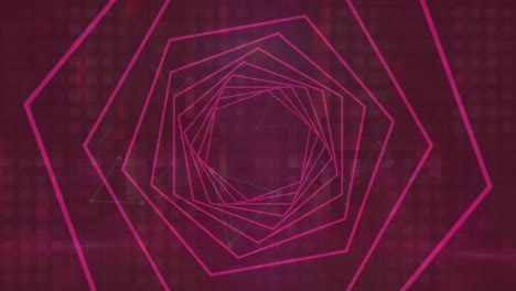 Animation-of-glowing-neon-tunnel-with-blue-and-pink-shapes