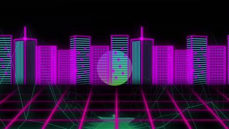 Animation-of-please-insert-coin-text-over-neon-metaverse-background