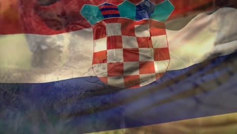 Animation-of-flag-of-croatia-over-diverse-male-soldiers
