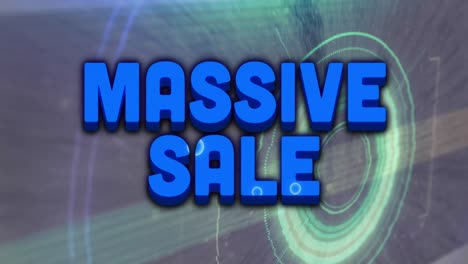 Animation-of-massive-sale-text-over-glowing-green-lights-background