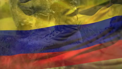 Animation-of-flag-of-colombia-over-diverse-soldiers
