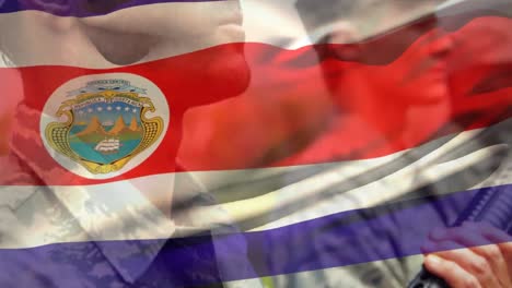 Animation-Der-Flagge-Costa-Ricas-über-Verschiedenen-Soldaten