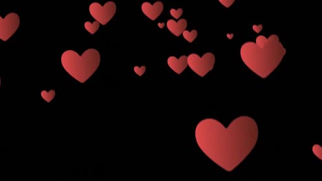 Animation-of-red-hearts-on-black-background