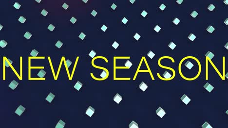 Animation-of-new-season-text-over-rows-of-cubes-on-blue-background