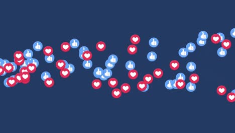 Animation-of-emoji-icons-over-blue-background