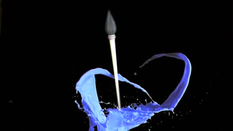 Animation-of-brush-moving-and-blue-stains-on-black-background