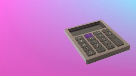 Animation-of-calculator-moving-on-pink-background
