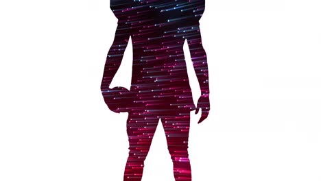 Animation-of-light-trails-over-silhouette-of-male-american-football-player-on-white-background
