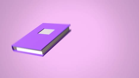 Animation-Eines-Violetten-Notizbuchs,-Das-Sich-Auf-Rosa-Hintergrund-Bewegt